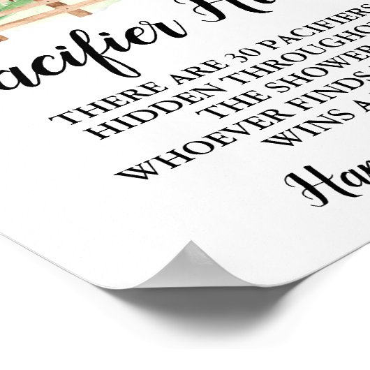 農場動物おしゃぶり狩り赤ちゃんシャワーゲームのサイン ポスター (角)