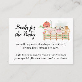 農場動物が本を持って来る赤ちゃんシャワー挿入カード プレイスカード