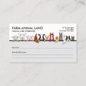農場動物の次の獣医への予約訪問 名刺 (裏面)