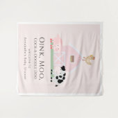 農場動物の納屋 ピンクのベビーシャワー歓迎 タペストリー (正面(横))