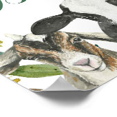 農場動物の緑の男の子ベビーシャワーゲストブック ポスター (角)