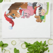農場動物クリスマス キッチンタオル (折り畳み)