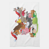 農場動物クリスマス キッチンタオル (縦)