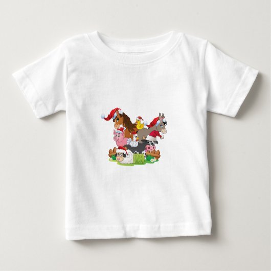 農場動物クリスマス ベビーTシャツ (正面)