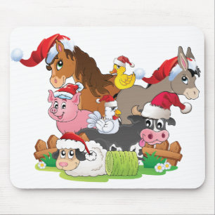 農場動物クリスマス マウスパッド