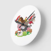 農場動物クリスマス ラウンド壁時計 (傾斜)