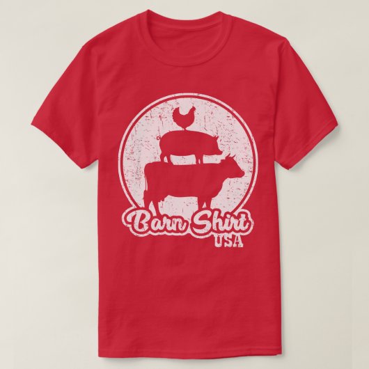 農場動物スタックホワイト動揺して Tシャツ (デザイン正面)