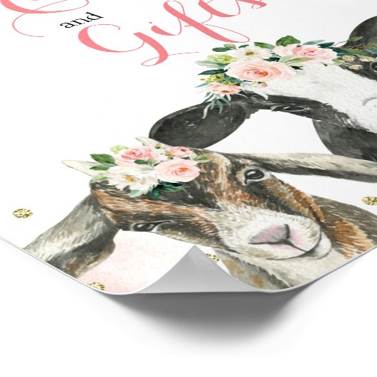 農場動物フローラガールカードとギフトサイン ポスター (角)