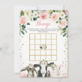 農場動物フローラガールビンゴゲームカード 招待状 (正面)