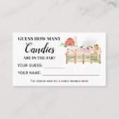 農場動物何人のキャンディベビーシャワーカード プレイスカード (正面)