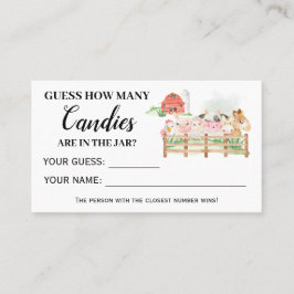 農場動物何人のキャンディベビーシャワーカード プレイスカード