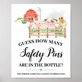 農場動物安全ピンシャワーゲームの数 ポスター