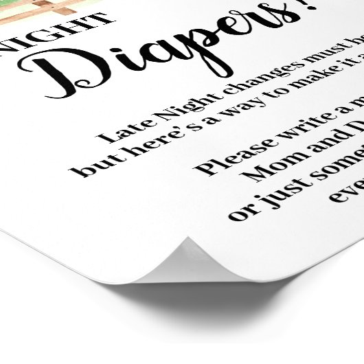 農場動物深夜おむつ赤ちゃんシャワーのサイン ポスター (角)