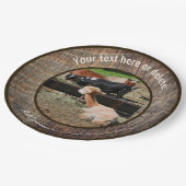 農場動物納屋周囲の庭おもしろいパーソナライズされたパーティー ペーパープレート (アングル)