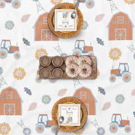 農場動物納屋周囲の庭パターン誕生日 テーブルクロス