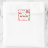 農場動物納屋周囲の庭誕生日サンキュービター スクエアシール (バッグ)