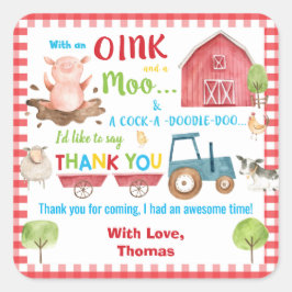農場動物納屋周囲の庭誕生日サンキュービター スクエアシール