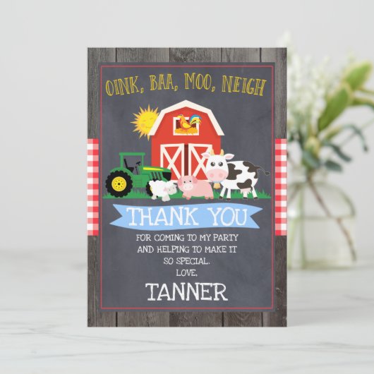 農場及びトラクタ誕生日サンキューカード 招待状 (スタンド正面)