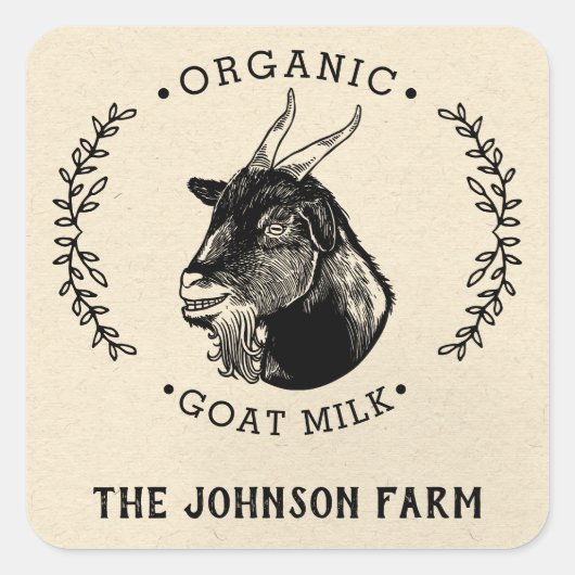 農場名 | リース | ヤギのチーズミルク | ヴィンテージ スクエアシール (正面)