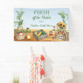 農場市場スタイルのウェディングシャワー 新鮮な市場から届いたばかり 横断幕 (インサイチュ)