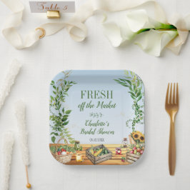 農場市場スタイルのブライダルシャワー　新鮮な市場から届いたばかり ペーパープレート