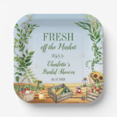 農場市場スタイルのブライダルシャワー　新鮮な市場から届いたばかり ペーパープレート (正面)