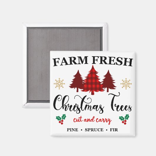 農場新鮮なクリスマスの木の切り運断と磁石 マグネット (正面/裏面)