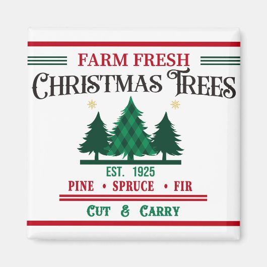 農場新鮮なクリスマスの木の切り運断と磁石 マグネット (正面)