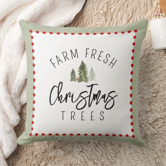 農場新鮮なクリスマスツリーグリーンレッドウォーター色 クッション (ブランケット)