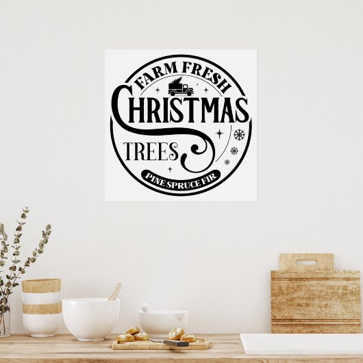 農場新鮮なクリスマスツリーパインスススプルースモミ ポスター (キッチン)