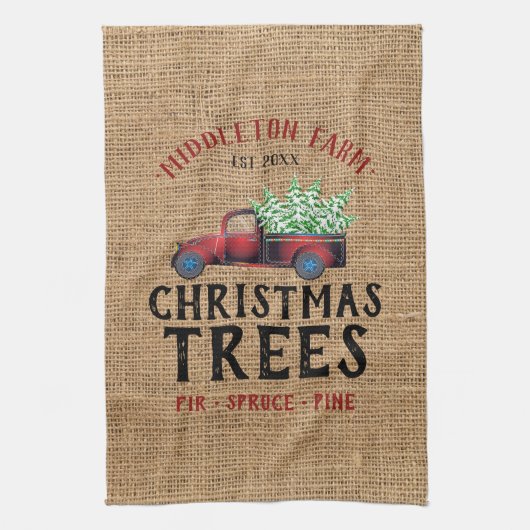 農場新鮮な🎄クリスマスツリー キッチンタオル (縦)
