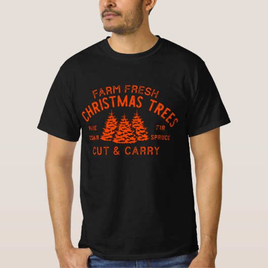 農場新鮮なクリスマスツリー、クリスマスツリー、レトロ Tシャツ (正面)