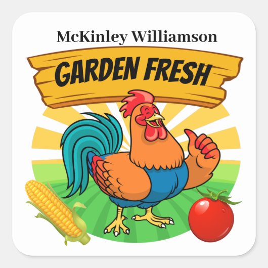 農場新鮮なステッカー スクエアシール (正面)