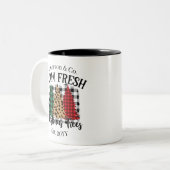 農場新鮮なバッファロープレイドクリスマスツリー ツートーンマグカップ (正面左)