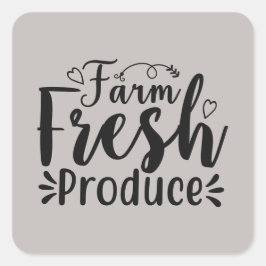農場新鮮なプロデュースのワードアート スクエアシール