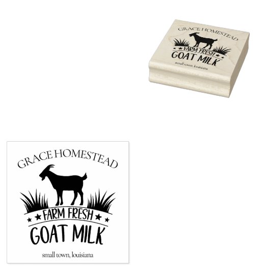 農場新鮮なヤギのミルク農家市場の追加の名前 ラバースタンプ (押印)
