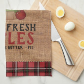 農場新鮮な🍎リンゴのヴィンテージとプレイド キッチンタオル (四つ折り)