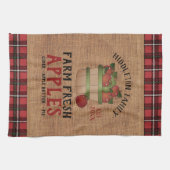 農場新鮮な🍎リンゴのヴィンテージとプレイド キッチンタオル (横)