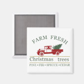 農場新鮮なヴィンテージクラシックトラック松の木 マグネット (正面/裏面)
