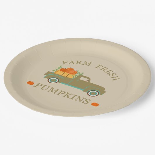 農場新鮮な水の色かぼちゃの秋秋 ペーパープレート (アングル)