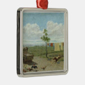 農場構内(キャンバスの油) メタルオーナメント (右)