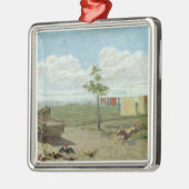 農場構内(キャンバスの油) メタルオーナメント (左)