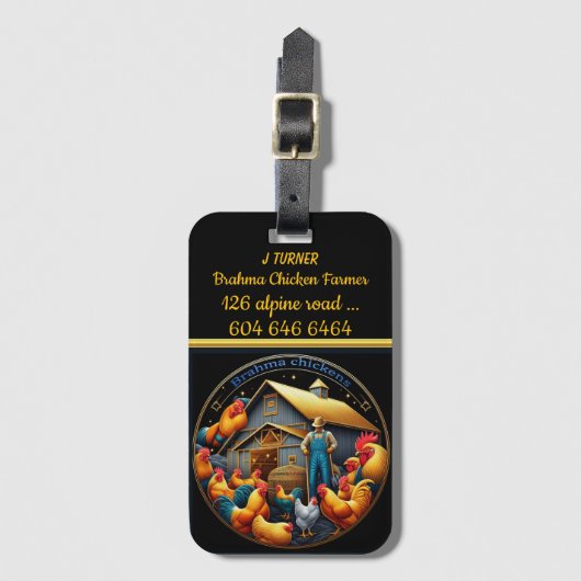 農場気にのブラーマ・チキンのための鮮やかもの ラゲッジタグ (正面縦)