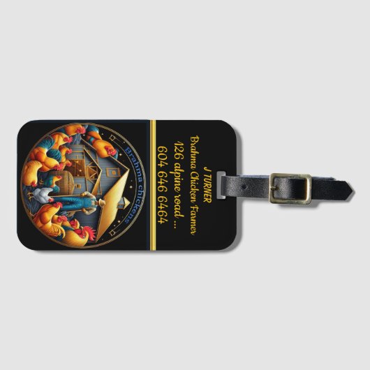 農場気にのブラーマ・チキンのための鮮やかもの ラゲッジタグ (正面横)