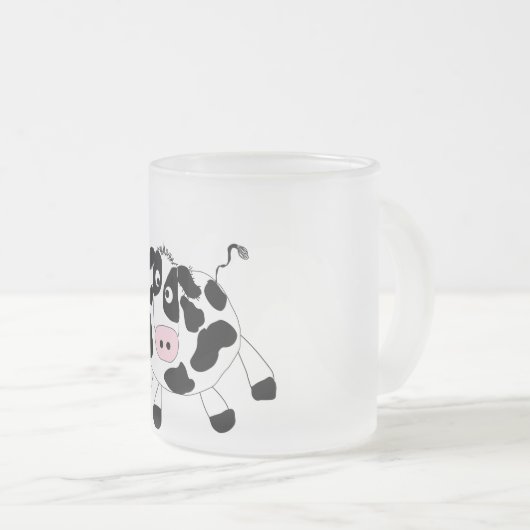 農場牛Tシャツおよびギフト フロストグラスマグカップ (正面右)