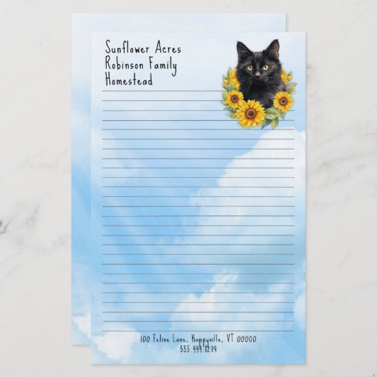 農場猫ひまわり並木 便箋 (正面/裏面)
