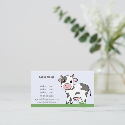 農場用の漫画のかわいい牛の名刺 名刺 (スタンド正面)