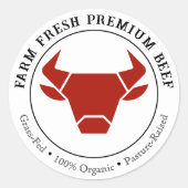 農場直送の高級牛肉ビジネス商品ラベル ラウンドシール (正面)