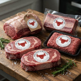 農場直送の高級牛肉ビジネス商品ラベル ラウンドシール