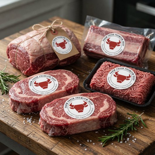 農場直送の高級牛肉ビジネス商品ラベル ラウンドシール